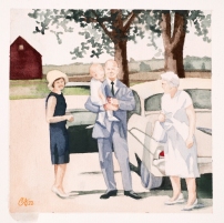 Wedding Guests, July '62 | 2022 | Gouache on Arches, 10x10" framed | $220