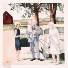 Wedding Guests, July '62 | 2022 | Gouache on Arches, 10x10" framed | $220